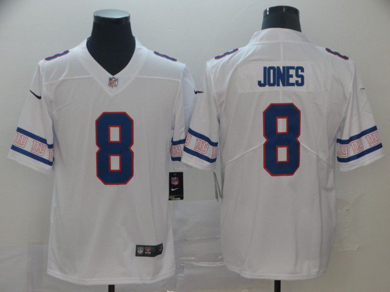 Men New York Giants 8 Jones White team logo cool edition NFL Jerseys